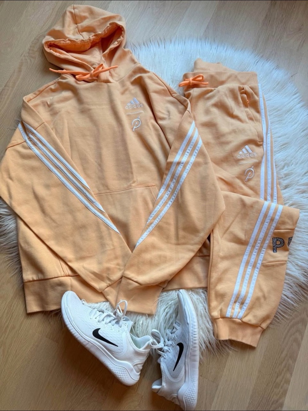 Super Fun! adidas Hoodie & Joggers Set with White Stripes